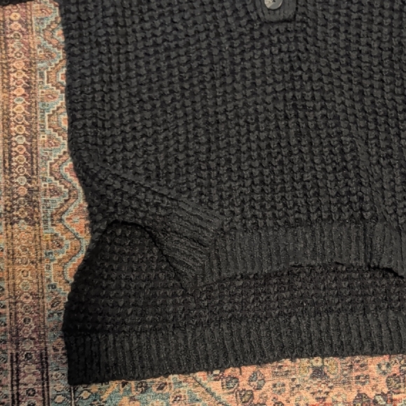 Free People Cozy Black Button-Up Sweater - Picture 5 of 6